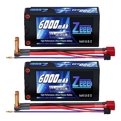 Zeee 2S Shorty Lipo Battery 6000mAh 7.6V 120C with 5mm Bullet to T Plug