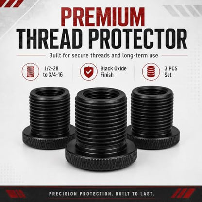 3Pack 1/2x28 to 3/4x16 Thread Protector and Washers, Steel Black - color: Black Thread Protector (1/2x28 to 3/4x16)