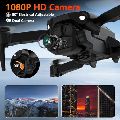 TD12Pro Drone with 1080P Camera for Adults Kids, Mini Drone with LCD Screen Remote, Foldable Remote Control Quadcopter, One Key Start, Easy to fly, Toy for Kids Adult Beginners - color: Black01