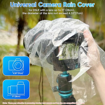 2Pack Camera Rain Cover Clear Waterproof Sleeve for Camera w Lens up to 11" - color: (2Pack)for Most Camera