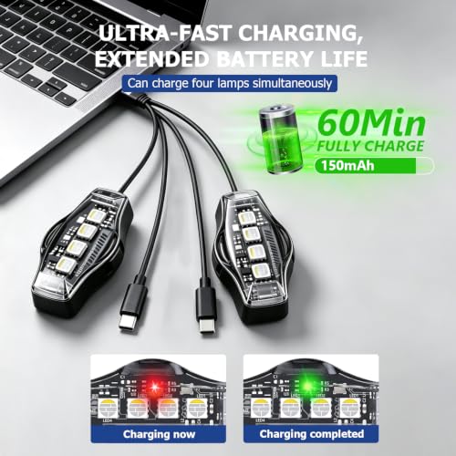 8PCS Wireless LED Strobe Lights High Bright Anti Collision Warning Light - size: 8-in-1