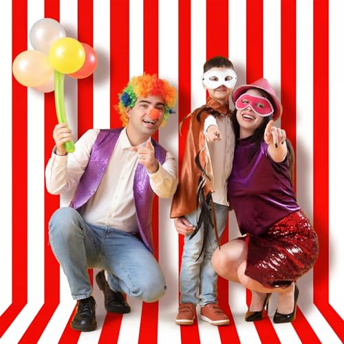 Oudain 54 Inch x 100 ft Red and White Striped Tablecloth Roll Cutter Box - style: Red and White