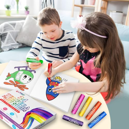 EXTRIC Tempera Paint Sticks for Kids 24 Twist Crayons Washable bonus Book