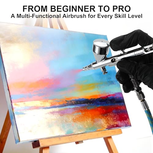 Roizefar Dual-Action Gravity Airbrush Gun with 4 Cleaner for Model Painting