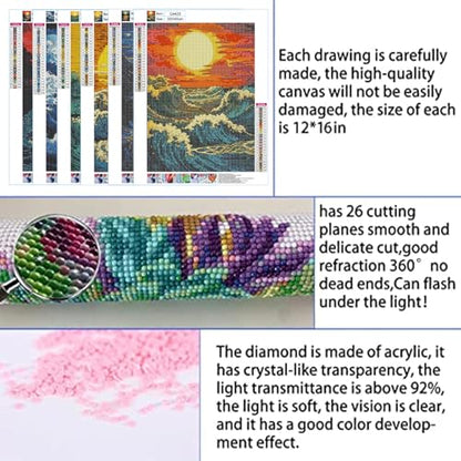DOTSOPS 6 Pack Great Wave Diamond Painting Kits for Adults Painting Kit - color: Sunset