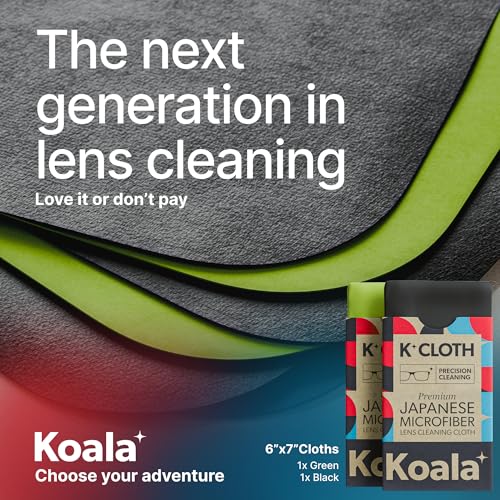 Koala Lens Cleaning Cloth | Japanese Microfiber | Black & Green (Pack of 2) - color: Black / Green, size: 2 Pack