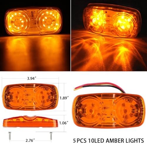 NEW SUN® Amber Trailer RV Marker Light, 10 High-intensity LED, 4x2, 12 Pcs - color: 12*Amber