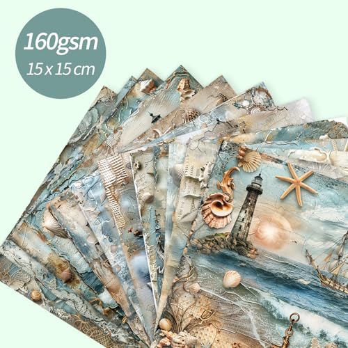6x6" Cardstock Single Sided Scrapbooking,Craft Decorative Scrap Book Paper - color: 24sheets-Nautical Paper