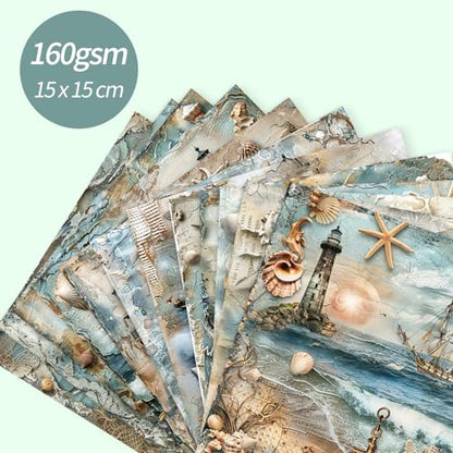 6x6" Cardstock Single Sided Scrapbooking,Craft Decorative Scrap Book Paper - color: 24sheets-Nautical Paper