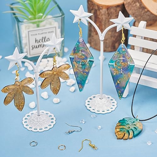 Elecrelive 2Pcs Geometric Resin Earring Molds Leaf Heart Triangle Teardrop Epoxy Silicone Earring Mould with Ear Hooks for Women DIY Craft Pendants Necklace Key Chains - color: Clear-Geometric