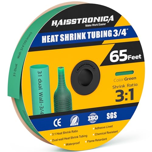 haisstronica 65Ft 3:1 Heat Shrink Tubing Roll 3/4" Green - color: Green, size: 3/4inch