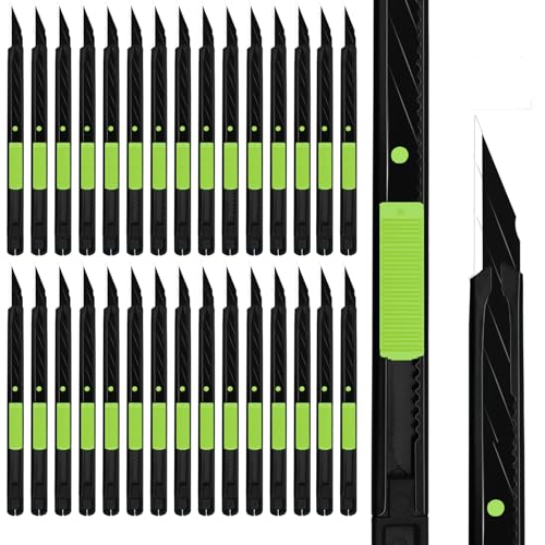 MANUFORE 30pcs 9mm Snap-off Knives with 30-Degree Precision Blade Green - color: Green