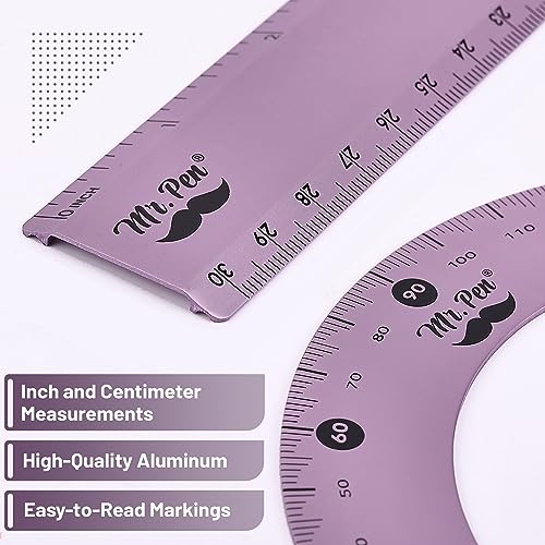 Mr. Pen- Metal Geometry Kit, 4 Pack, 45° & 30°/60° Set Squares - color: Blue Magenta Color