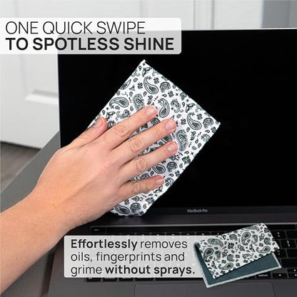 Microfiber Wholesale Quick Cloth Glasses Cleaning Cloths 5x7 Paisley White - color: White Paisley, size: 5"x7"
