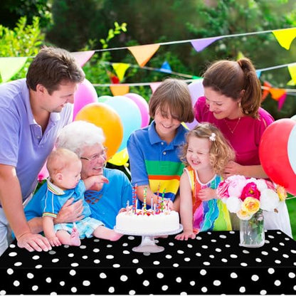 Mindsoft 3 Pcs Black White Polka Dot Plastic Tablecloth Party - color: White, style: White Polka Dot