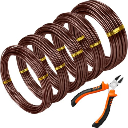 Mudder 5 Roll Bonsai Training Wire Aluminum 2/2.5/3/4/6mm Brown - color: Brown, size: 2/2.5/3/4/6mm