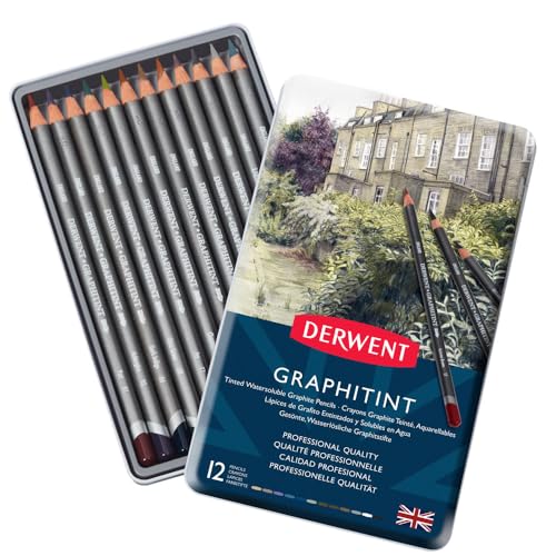 Derwent Graphitint Pencils, Metal Tin, 12 Count (0700802) - size: 1 Count (Pack of 12)
