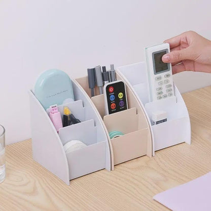 3 Grid Remote Control Box Cosmetics Desktop Storage Case Stand Holder Home Office Stationery Phone Organizer (B)