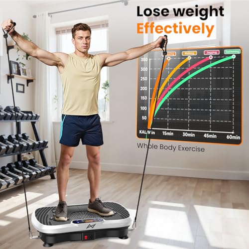 AXV Vibration Plate Exercise Machine Fitness Platform Body Vibrating Board - color: BT.PRO.WHITE
