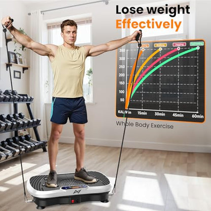 AXV Vibration Plate Exercise Machine Fitness Platform Body Vibrating Board - color: BT.PRO.WHITE