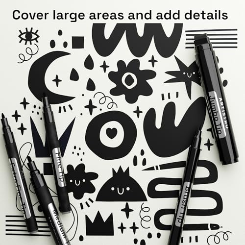 ARTISTRO Black Paint Pens - Various Tips - Set of 5 - color: Black