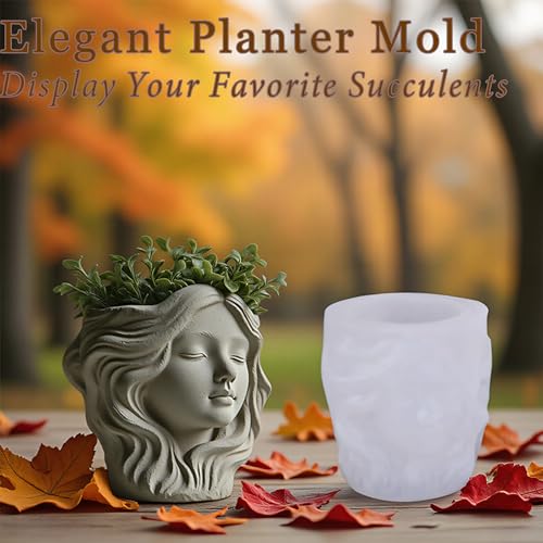 3D Face Resin Casting Molds, Head Planter Silicone Molds for Epoxy - color: Woman Resin Mold