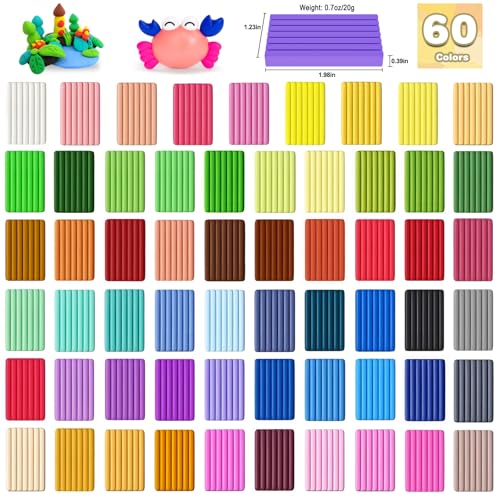 Ixiaoyoo 60 Colors Polymer Clay, Oven Bake DIY Modeling Clay for Kids - color: 60 Colors