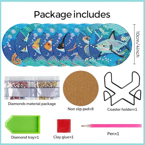 Leatrice Small Diamond Art Coasters Set Diamond Painting Kits for Adults - color: AB Ocean