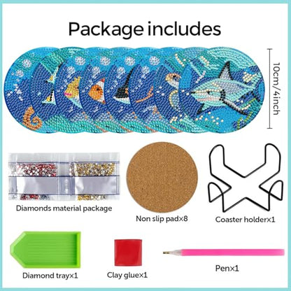 Leatrice Small Diamond Art Coasters Set Diamond Painting Kits for Adults - color: AB Ocean