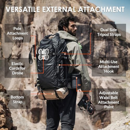 TARION Extra Large Camera Backpack 35L Expandable Rolltop XProber Black - style: Xprober Backpack