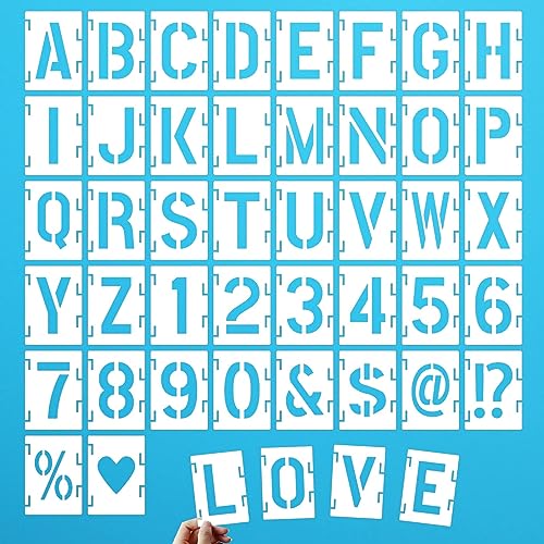 5 Inch Letter Stencils Numbers Craft Stencils, 42 Pcs Reusable Alphabet Templates Interlocking Stencil Kit for Painting on Wood, Wall, Fabric, Rock, Signage - size: 5 Inch