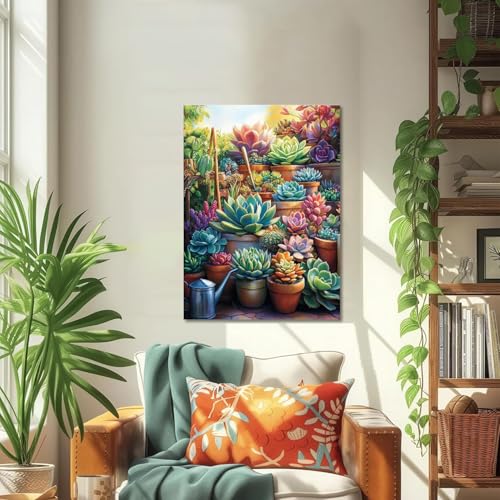 ICYANART Succulent Paint by Numbers Kit for Adults Beginner Plant Lover - color: Succulent