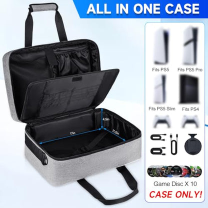 LEFOR·Z Travel Carrying Case Fits for PS5/PS5 Pro/PS4 with Thick Padding - color: Grey