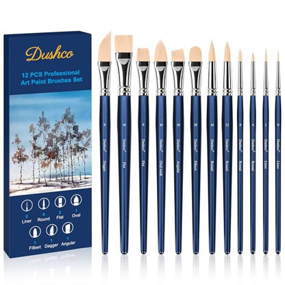 Watercolor Brushes Professional, Artist Paint Brushes Set, 12 Pieces - color: Royal Blue
