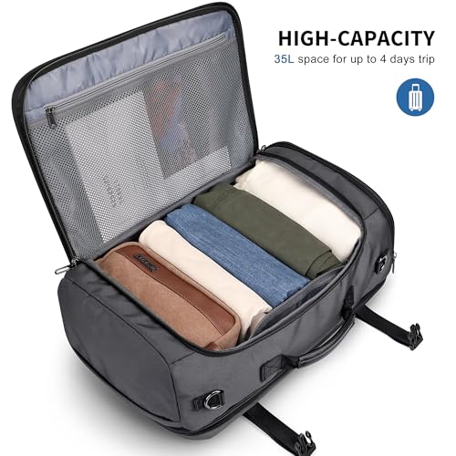 WITZMAN Travel Backpack for Men 35L TSA Friendly Flight Approved - color: Silvery Grey