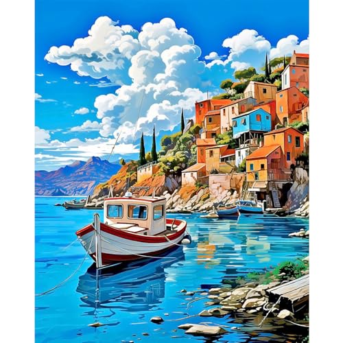 Seaside Landscape Paint by Numbers Kit for Adults Without Frame 16x20 IN - color: OP-US09