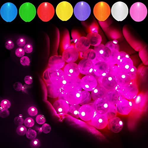 50pcs Pink LED Balloon Light, Mini Tiny Light Round Led Ball Lamp for Paper Lantern Balloon Indoor Outdoor Party Event Birthday Party Wedding Decoration Halloween Christmas Supplies - color: Pink, size: 50PCS