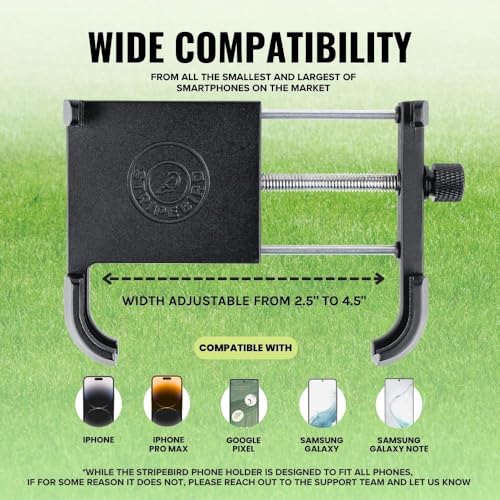 Stripebird PRO Magnetic Golf Cart Phone Holder & Caddy, N52 Magnets - color: Black