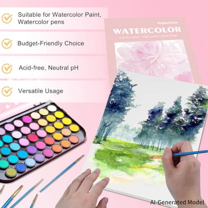 DagouColor Watercolor Paper Pad, 30 Sheets - Butterfly Pink, A4, 2 Pack - color: Butterfly Pink