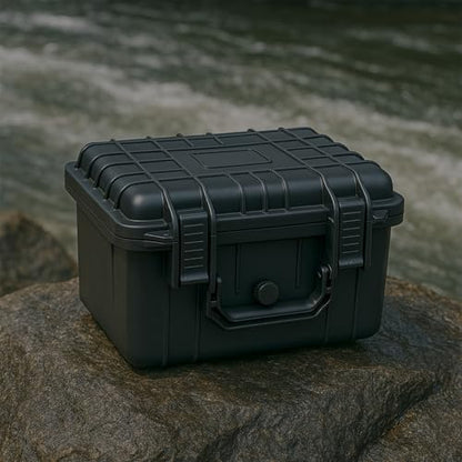 Duratool Black Weatherproof Equipment Case, Polypropylene Construction with Foam Insert, 10.5" x 9.5" x 7“ (L x W x H)