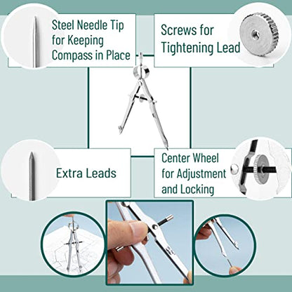 Mr. Pen- Metal Protractor and Metal Compass Set, Compass for Geometry