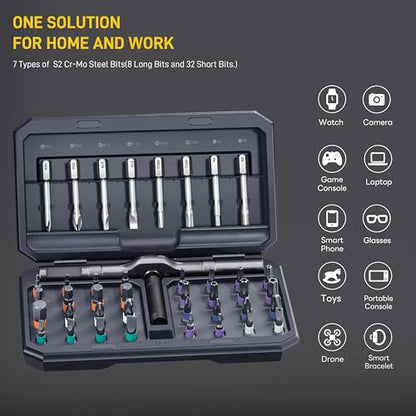 42 in 1 Magnetic Screwdriver Set, Multi Bit Ratcheting Screwdriver Set - color: Grey, size: 42 PCS