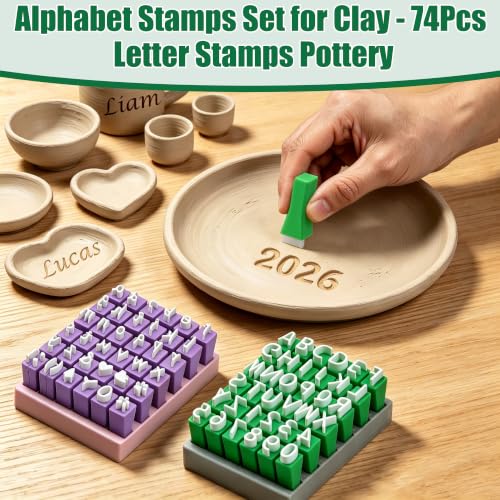 Alphabet Stamps Set for Clay | 74Pcs 1/2"/12.7mm Pottery Letter Stamps