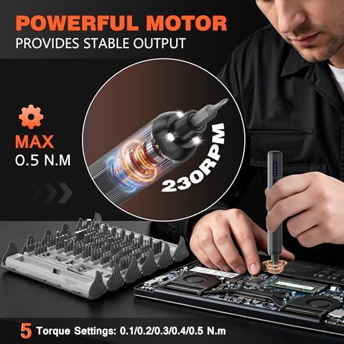 138-IN-1 Electric Screwdriver Set Cordless with 120 Precision Bits, Gray - color: Gray
