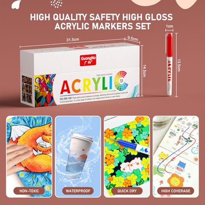 72 Colors Acrylic Gel Pens for Coloring with 30% More Ink
