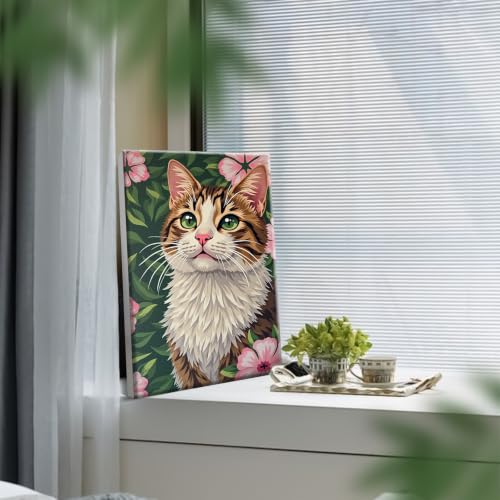 YOYA Framed Paint by Numbers Kit for Adults - Cat Paint by Number - color: Cat 035