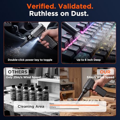 Compressed Air Duster, 350g High-Thrust Air Blower for PC Cleaning