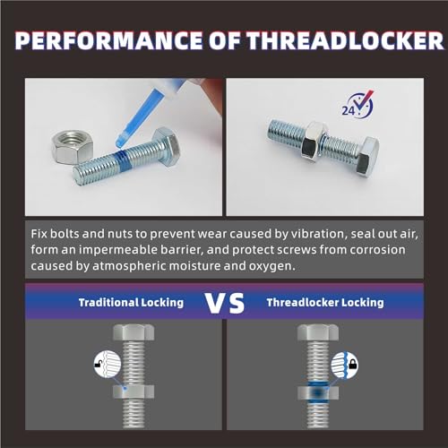 Realth 50ml-3 Pack Threadlocker Purple Blue and Red M222 M243 M271 - style: 3 Pack 50ML