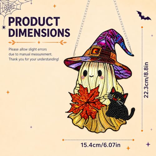 Ghost Hanging Diamond Art Kits for Adults, Diamond Painting Suncatchers - color: Fall Ghost