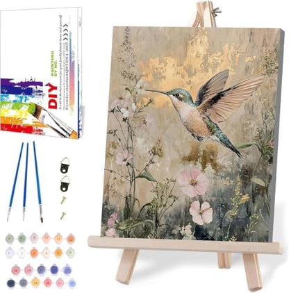 WUDWL Paint by Numbers Kit for Adults Framed Canvas, with Wooden Easel - color: YH05344